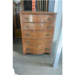 ANTIQUE BOW FRONT 5 DRAWER CHEST OF DRAWERS