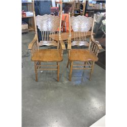 2 OAK PRESS BACK CHAIRS