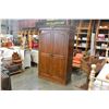 Image 1 : 2 DOOR MAHOGANY FINISH WARDROBE - 83" TALL