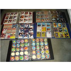 5 BINDERS OF TRADING CARDS AND POGS