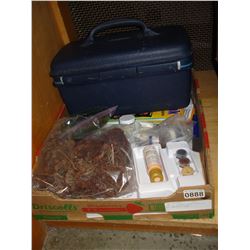 TRAY OF DIORAMA CRAFT SUPPLIES AND SAMSONITE CASE