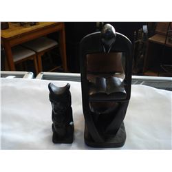 FIRST NATIONS FIGURE AND CARVED FIGURE