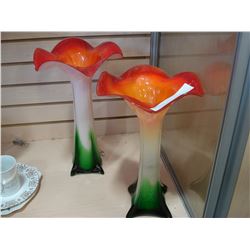 2 ART GLASS VASES