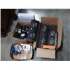 Image 2 : MISC BOX OF CAMERAS, CHARGERS, HEAPHONES, CD LABEL MAKER, ETC