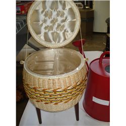 SINGER SEWING BASKET AND WATER CAN