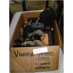 BOX OF VINTAGE CAMERAS