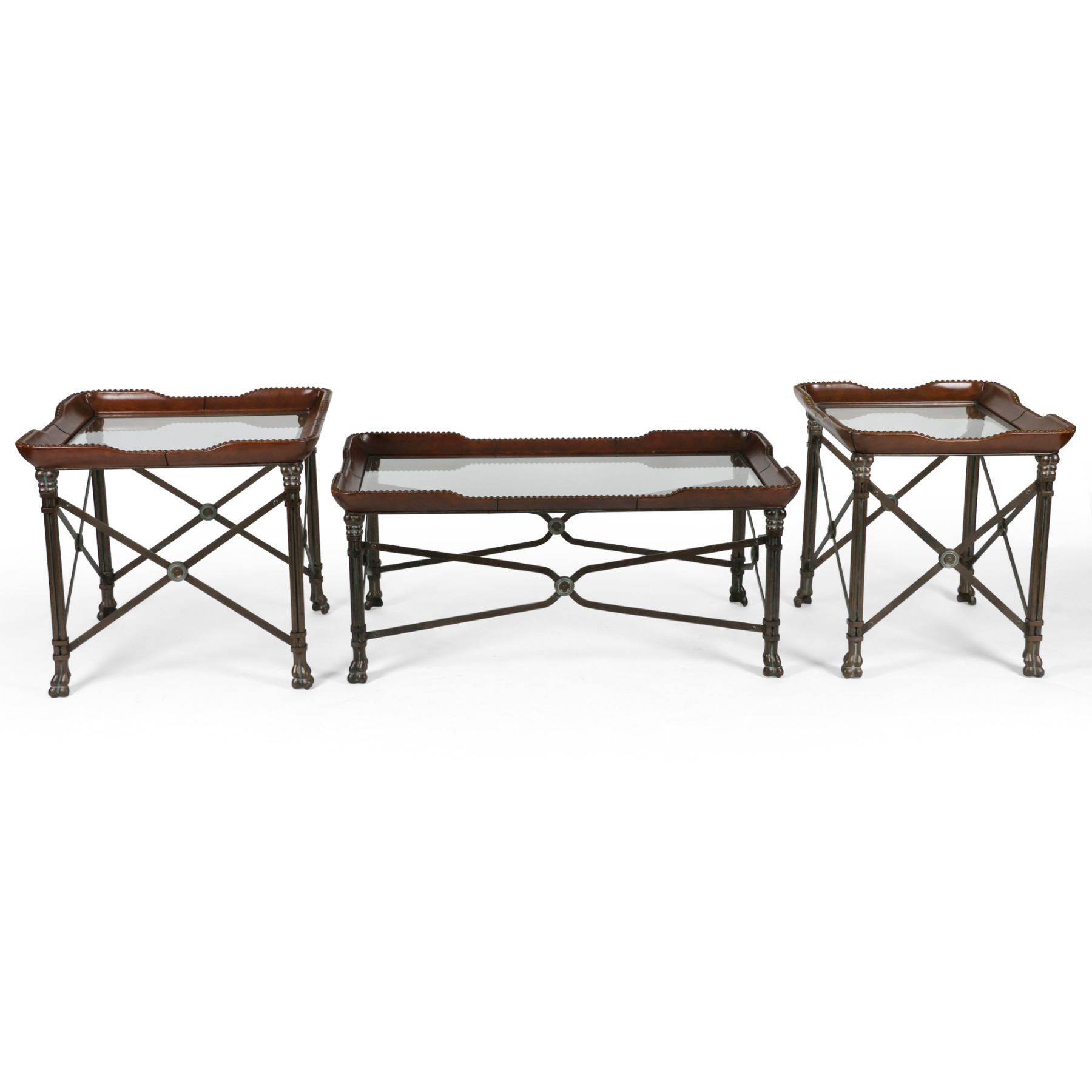 Leather Wrapped Wrought Iron Tables