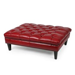 Tufted Leather Ottoman