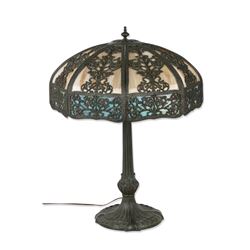 Curved Slag Panel Table Lamp