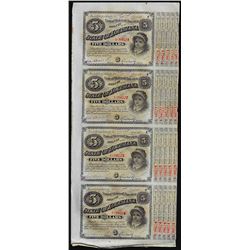 Uncut Sheet of (4) State of Louisiana Baby Bond Obsolete Notes