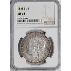 1888-S $1 Morgan Silver Dollar Coin NGC MS63 Nice Reverse Toning