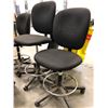 Image 2 : 3 - Black office chairs with adjustable height, fabric shows wear