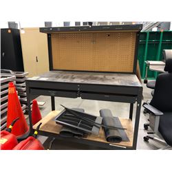 Metal shop bench with 2 drawers, 48" x 25" x 60" and peg board (shop bench only)