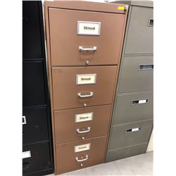 File cabinet 4 drawer brown no key 18" x 51" x 28"