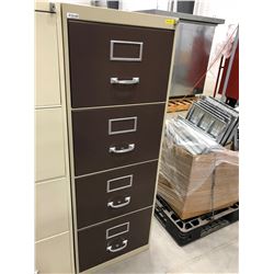 File cabinet 4 drawer grey with brown drawers no key 18" x 52" x 26 1/2
