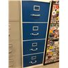 Image 1 : File cabinet 4 drawer white with blue drawers no key 18" x 51" x 28