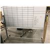 Image 2 : Rolling erasable white board 73 3/4" x 40 1/4" overall height 69" backside has binder rings attached