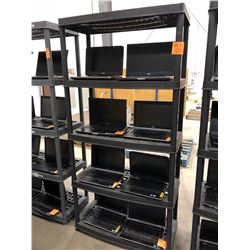 Qty 2 Plastic shelving 72 1/2" x 36" x 17" with 5 shelves