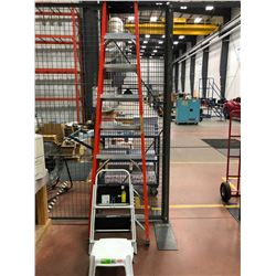 Fiber glass 8' ladder, White stepping stool & Renegade 2 step portable stool