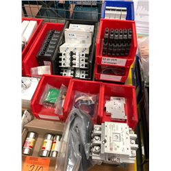 Assorted circuit breakers, fuse, terminal blocks & starter