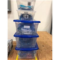 Qty 5 Bins assorted ethernet cable