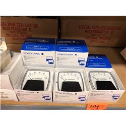 Assorted ammeters, 600 volt connectors, 2 boxes shipping tags, Hoffman S.S. door stop kits