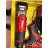 Image 5 : Milwaukee M18 drill, M18 impact, M12 driver, M12 impact M12 flashlight, 2 extra M12 battery & chargi