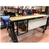 Image 5 : Heavy duty custom rolling work bench 72" x 36" x 73", wired with receptacles