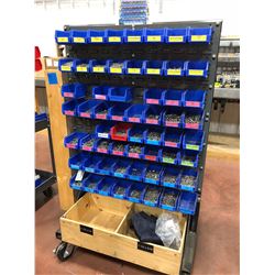 Rolling heavy duty hardware cart 36 x 26 x 60 powder coated includes assorted hardware