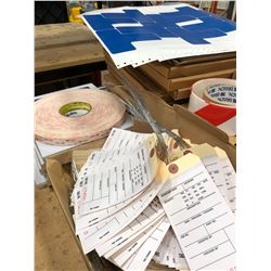 Assorted floor marking tape, shipping tags, double sided foam tape
