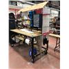 Image 1 : Heavy duty custom rolling work bench 72" x 36" x 73" powder coat black paint, wired with receptacles