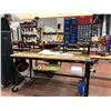 Image 2 : Heavy duty custom rolling work bench 72" x 36" x 73" powder coat black paint, wired with receptacles