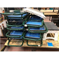 2 -  easy reach folding stepstools, 9 - collapsible sit/kneel stools, 1- telescoping foldable seat