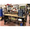 Image 1 : Heavy duty custom rolling work bench 72" x 36" x 73" powder coat black paint, wired with receptacles