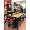 Image 6 : Heavy duty custom rolling work bench 72" x 36" x 73" powder coat black paint, wired with receptacles
