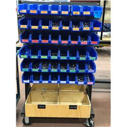 Rolling heavy duty hardware cart 36 x 26 x 60 powder coated includes assorted hardware