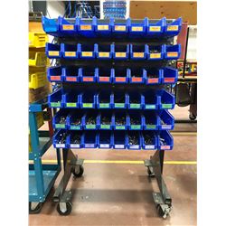 Rolling heavy duty hardware cart 36 x 26 x 60 powder coated includes assorted hardware