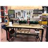 Image 1 : Heavy duty custom rolling work bench 72" x 36" x 73" powder coat black paint, wired with receptacles