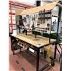 Image 3 : Heavy duty custom rolling work bench 72" x 36" x 73" powder coat black paint, wired with receptacles