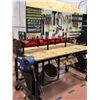 Image 1 : Heavy duty custom rolling work bench 72" x 36" x 73" powder coat black paint, wired with receptacles