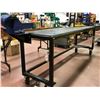 Image 2 : Heavy duty custom rolling workbench 96" x 24" x 36" c/w 8" vise, wired with receptacles