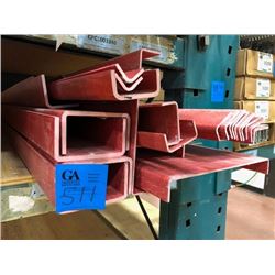 Glastic assorted 3", 4 1/2", 5 1/2", 10 1/2" channel, 2 1/2" x 1 1/4" angle, 1 1/4" x 1 1/4" angle