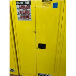 JUSTRITE flammable liquid storage cabinet 34" x 34" x 65" 2 shelves 1 roller tray no key