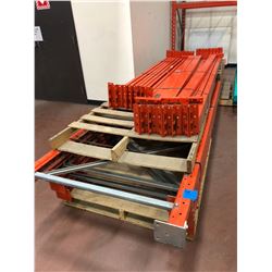 Orange Pallet racking 2 sections plus wire shelves