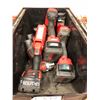 Image 1 : Milwaukee M18 drill Qty 2, M18 flashlight, M12 flashlight, M12 driver, M12 batteries Qty 2, M18 batt