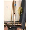 Image 2 : 1 - 24" push broom, 4 - 36" push brooms, 1 - hand brush, 2 dustpans, 1 lobby dustpan, 1 broom handle