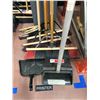 Image 1 : 3 - 24" push brooms,  3 - hand brushes, 2 dustpans, 1 lobby dustpan, 1 broom handle, squeegee