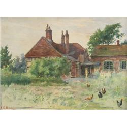 Chickens before a Farmhouse, July 1900; 19th/20th Century British School