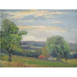 Landscape with Red Roofed Barn, 1941; George R. Knight (Canadian, 20th century)