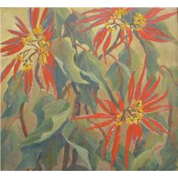 Euphorbia Pulcherrima (Poinsettia); H. Mabel Bain FCA (Canadian, 1880 - )